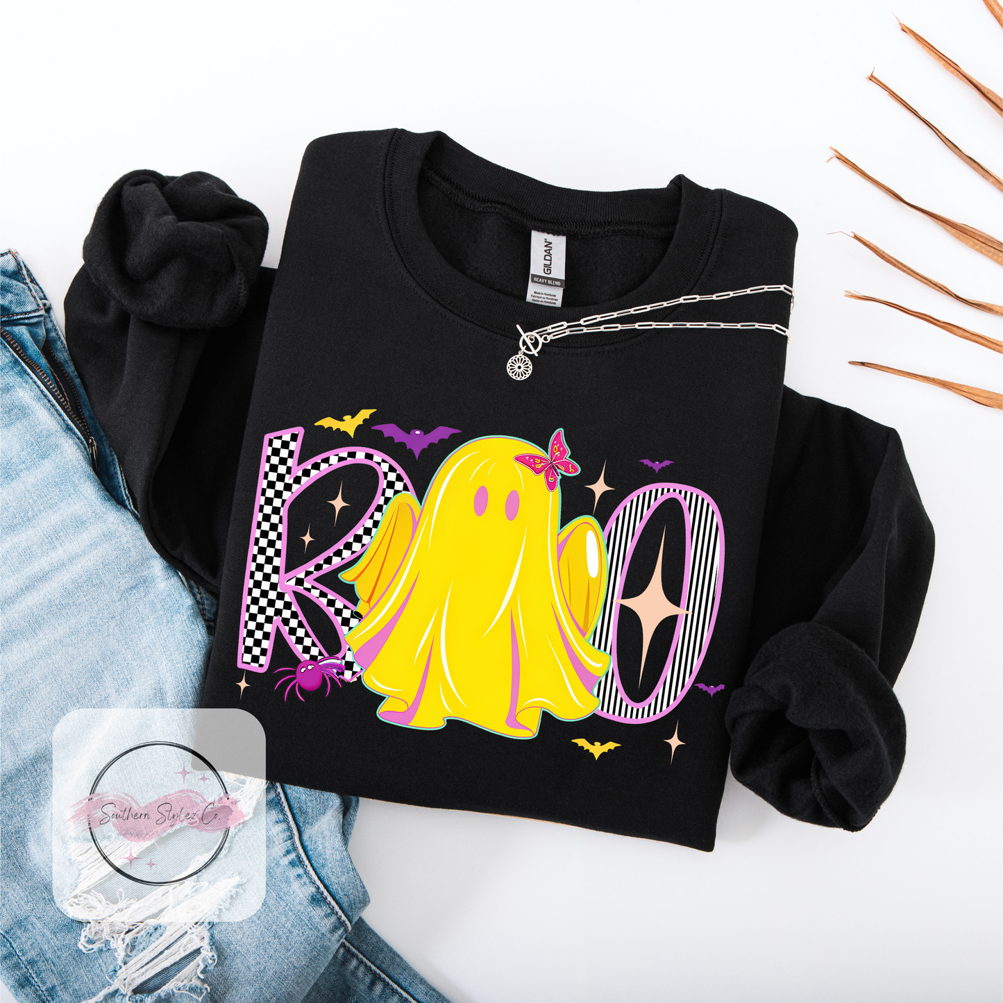 Boo Neon Ghost Tshirt & Crewneck