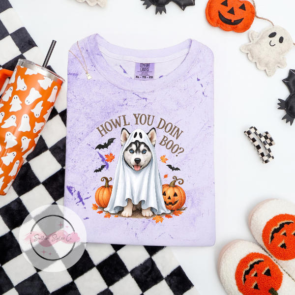 Husky Halloween Dog Tshirt, Comfort Colors