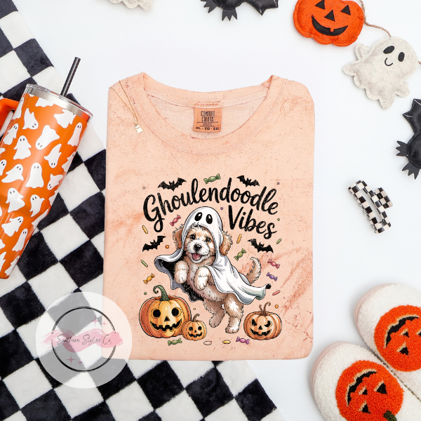 Tan Goldendoodle Halloween Dog Tshirt, Comfort Colors