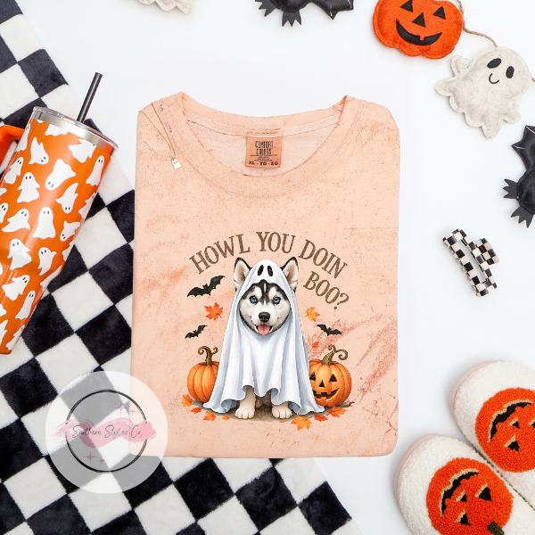 Husky Halloween Dog Tshirt, Comfort Colors