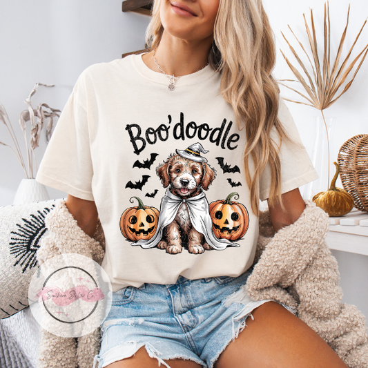 Brown Goldendoodle Halloween Dog Tshirt, Comfort Colors