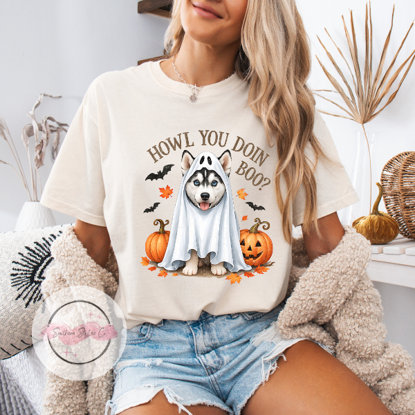 Husky Halloween Dog Tshirt, Comfort Colors