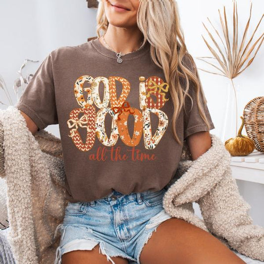 Comfort Colors God is Good Tee with Pumpkin Design for Everyday Wear