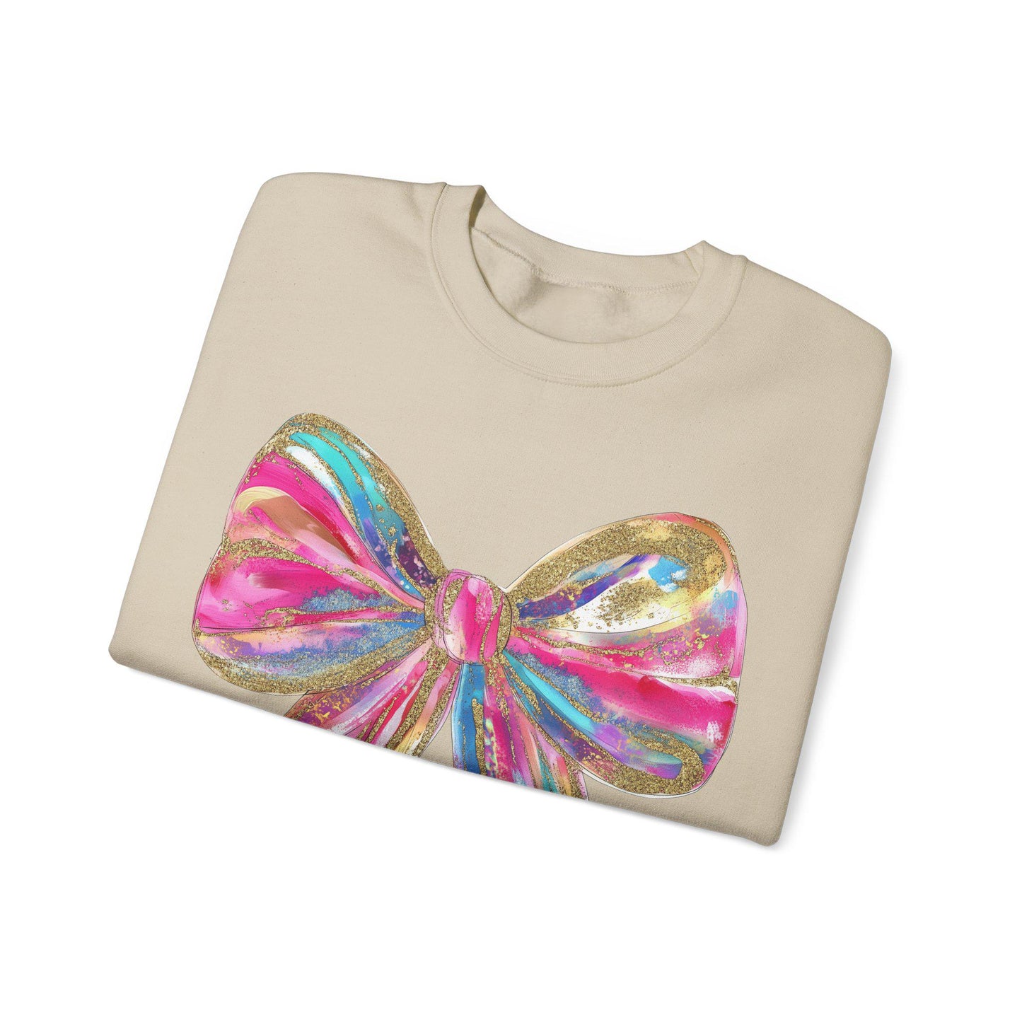 Coquette Paint Bow Sweatshirt, Cute Crewneck Jumper, Colorful Pullover, Bow Design Top, Casual Sweatshirt, Trendy Printed Sweater