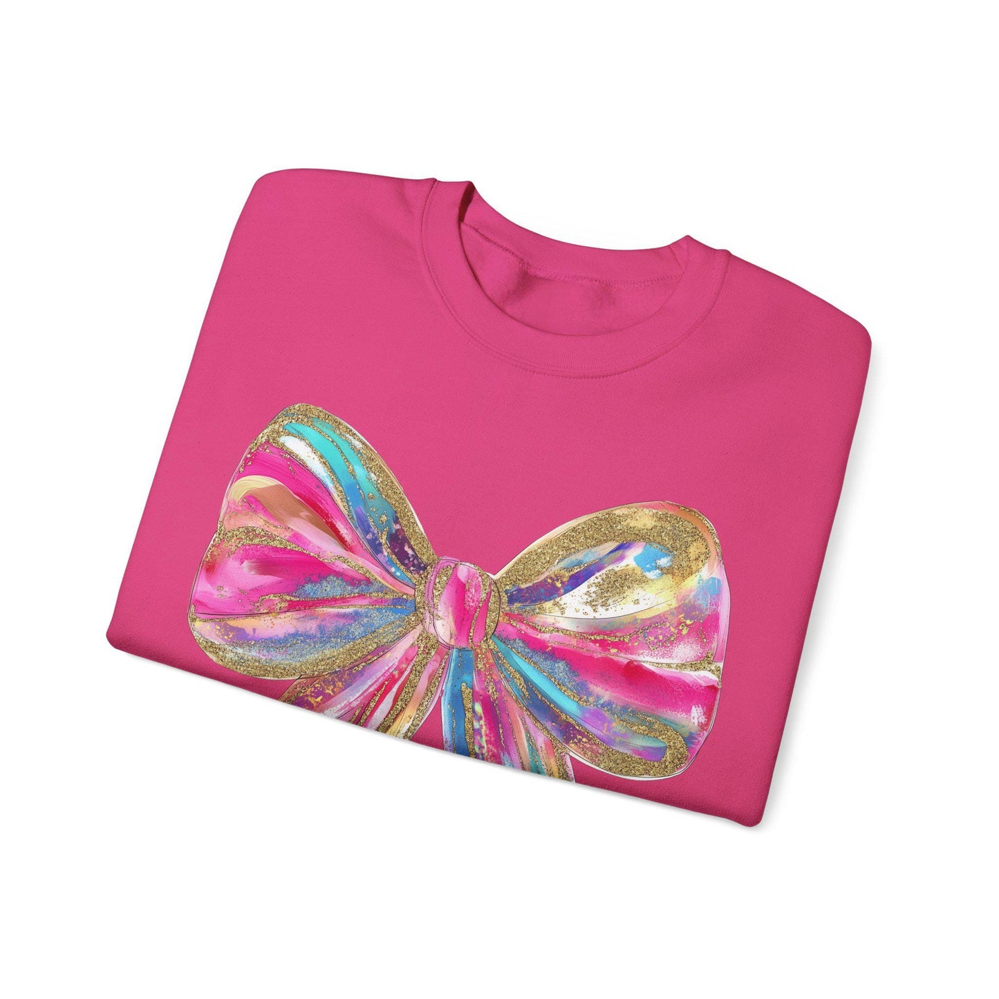 Coquette Paint Bow Sweatshirt, Cute Crewneck Jumper, Colorful Pullover, Bow Design Top, Casual Sweatshirt, Trendy Printed Sweater