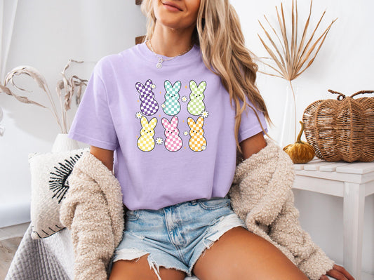 Colorful Bunny T-Shirt for Spring Celebrations, Easter Tee, Unisex Rainbow Shirt, Cute Rabbit Design, Gift for Kids & Adults