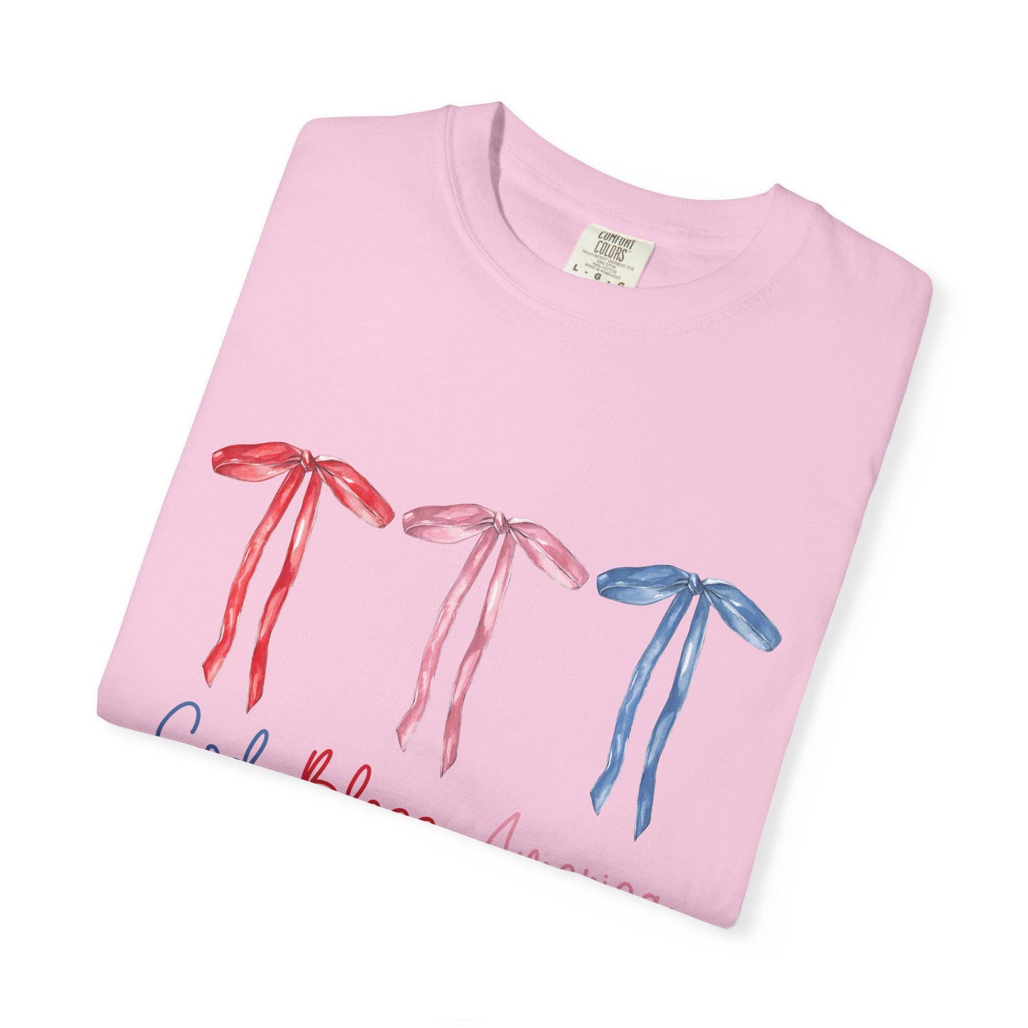 Patriotic T-Shirt with Ribbons, Comfortable Cotton Tee, God Bless America Shirt, Unisex Independence Day Gift, Casual Everyday Wear