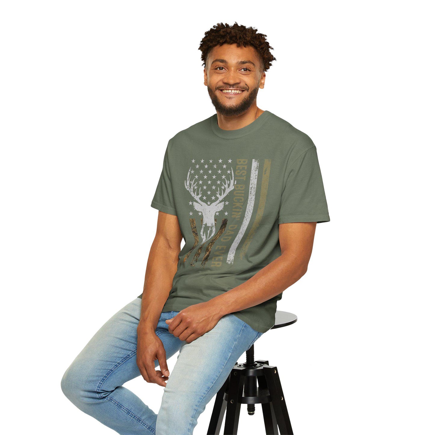 Best Buckin' Dad Ever Unisex Garment-Dyed T-shirt, Father's Day Gift, Outdoor Lover Shirt, Casual Wear, Hunting Apparel, Rustic Style Tee