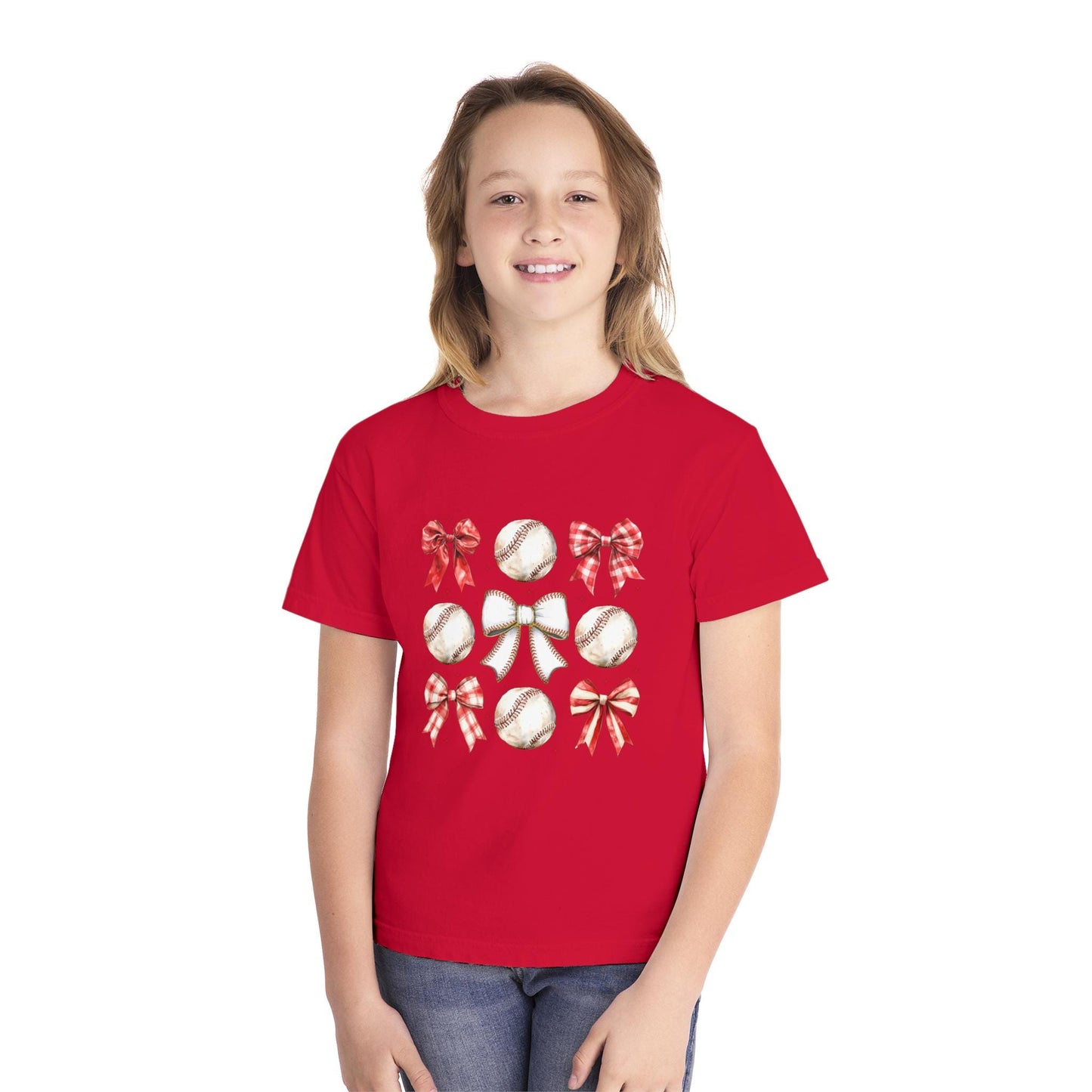 Baseball-Themed Youth Midweight Tee, Perfect Gift for Little League Players, Sports Events, Casual Wear, Birthday Gift, Summer Outing