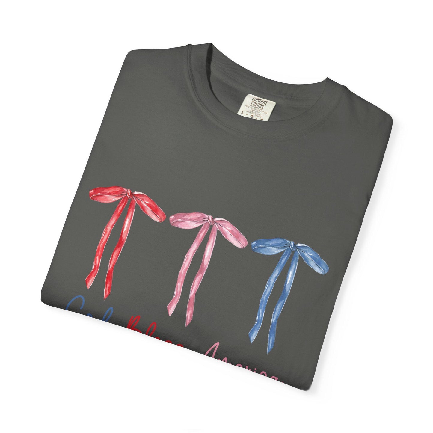 Patriotic T-Shirt with Ribbons, Comfortable Cotton Tee, God Bless America Shirt, Unisex Independence Day Gift, Casual Everyday Wear