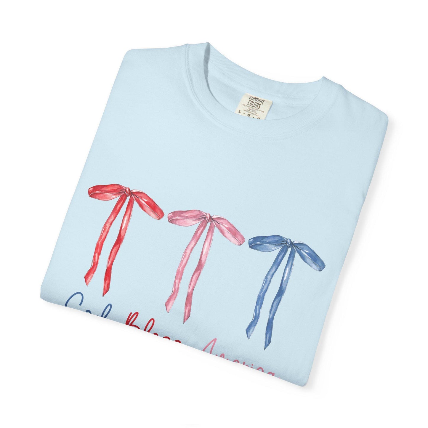 Patriotic T-Shirt with Ribbons, Comfortable Cotton Tee, God Bless America Shirt, Unisex Independence Day Gift, Casual Everyday Wear