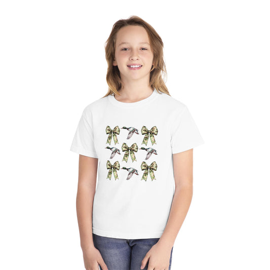 Duck Youth Tee with Bows and Hummingbirds | Perfect Gift for Kids, Birthday Parties, Spring Celebrations, Family Events, Everyday Wear