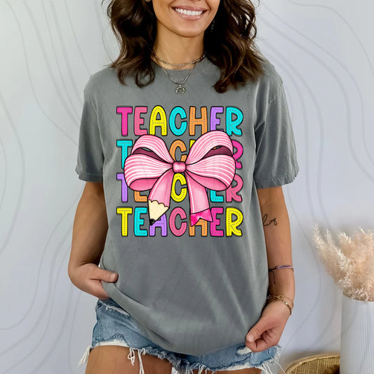 Teacher Coquette Bow Tee | Comfort Colors